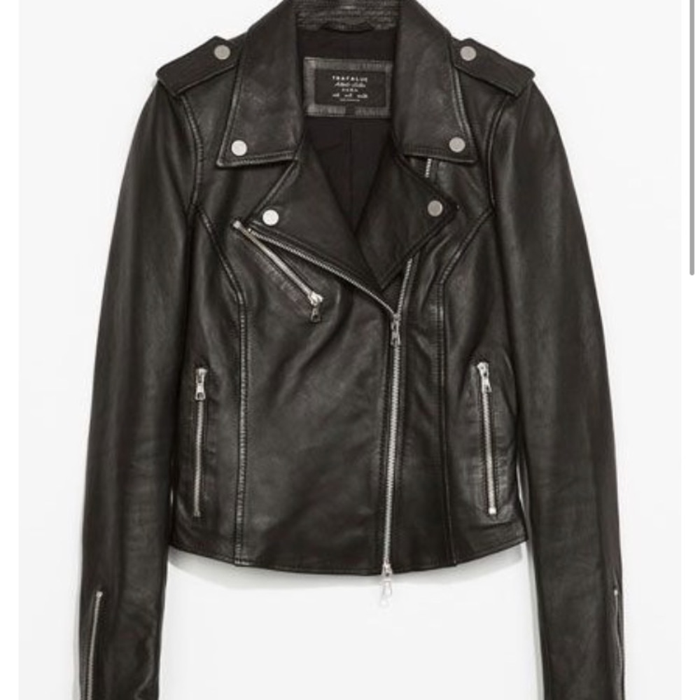 Zara, genuine leather, biker jacket